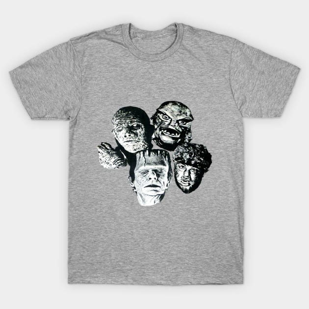 Frankenstein, Wolfman, The Mummy & Gill-Man T-Shirt by Pop Fan Shop